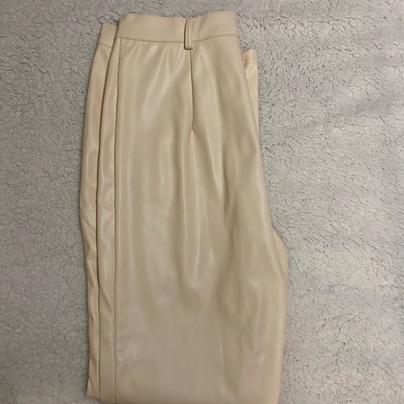 Cream Colored Leather Trousers - Picture 2 of 2